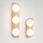 Elysian Travertine Wall Sconce with Glass Globes – Modern Natural Stone Lighting