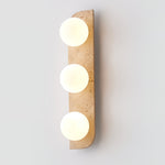 Elysian Travertine Wall Sconce with Glass Globes – Modern Natural Stone Lighting