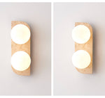 Elysian Travertine Wall Sconce with Glass Globes – Modern Natural Stone Lighting