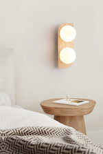 Elysian Travertine Wall Sconce with Glass Globes – Modern Natural Stone Lighting
