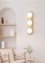 Elysian Travertine Wall Sconce with Glass Globes – Modern Natural Stone Lighting