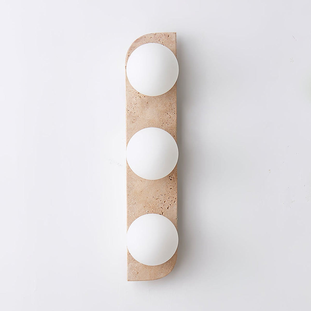 Elysian Travertine Wall Sconce with Glass Globes – Modern Natural Stone Lighting