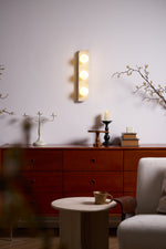 Elysian Travertine Wall Sconce with Glass Globes – Modern Natural Stone Lighting