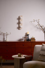Elysian Travertine Wall Sconce with Glass Globes – Modern Natural Stone Lighting