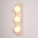 Elysian Travertine Plug-in Wall Sconce with Glass Globes