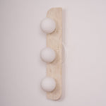 Elysian Travertine Wall Sconce with Glass Globes – Modern Natural Stone Lighting