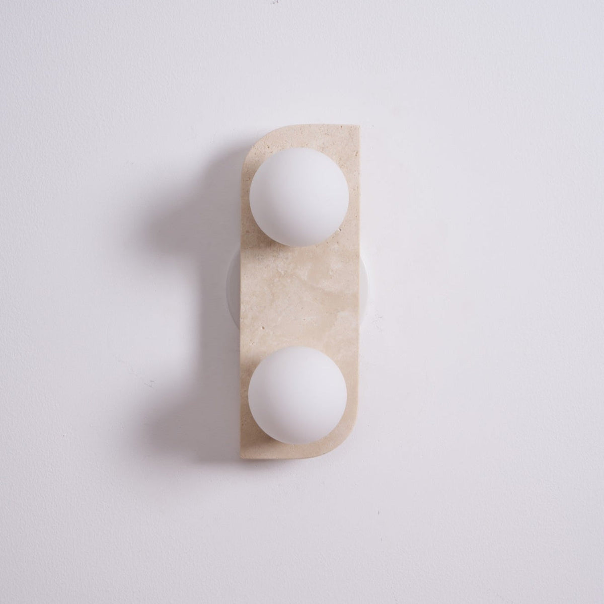 Elysian Travertine Wall Sconce with Glass Globes – Modern Natural Stone Lighting