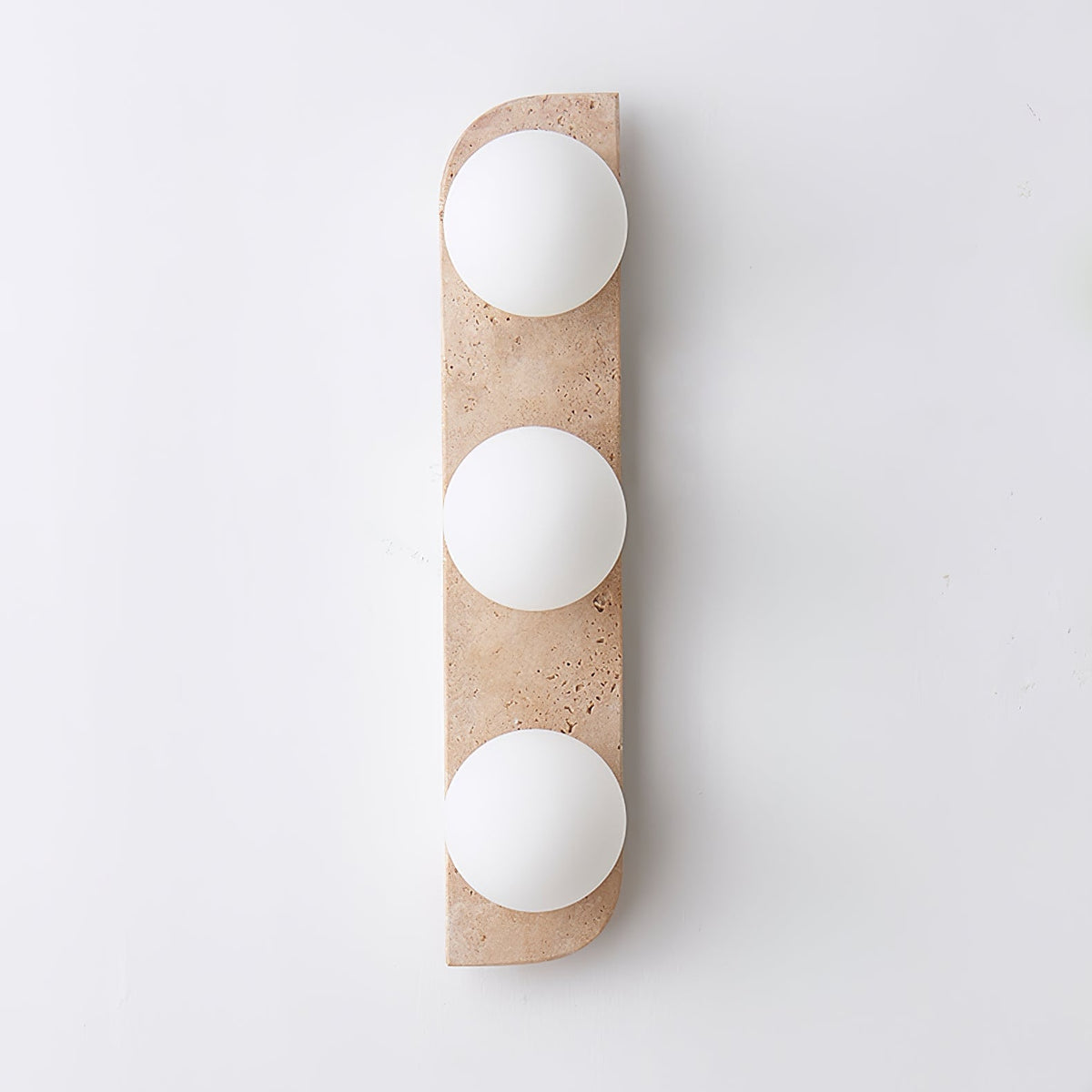 Elysian Travertine Wall Sconce with Glass Globes – Modern Natural Stone Lighting