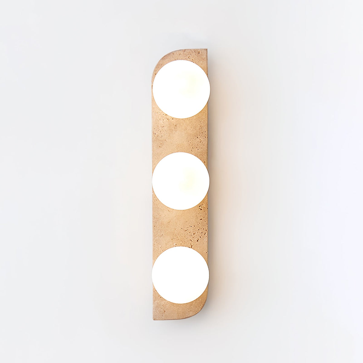 Elysian Travertine Wall Sconce with Glass Globes – Modern Natural Stone Lighting