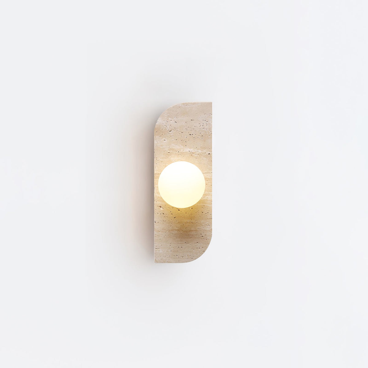 Elysian Travertine Wall Sconce with Glass Globes – Modern Natural Stone Lighting