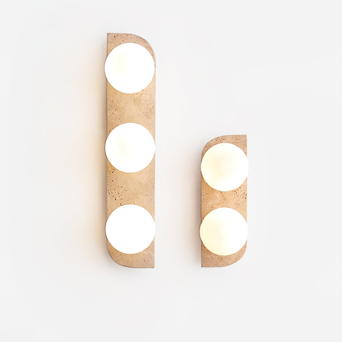Elysian Travertine Wall Sconce with Glass Globes – Modern Natural Stone Lighting