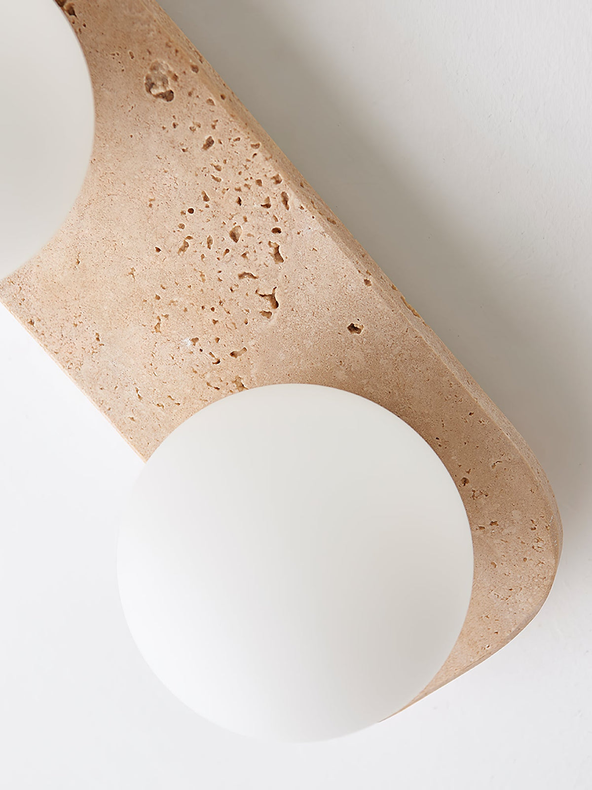 Elysian Travertine Wall Sconce with Glass Globes – Modern Natural Stone Lighting