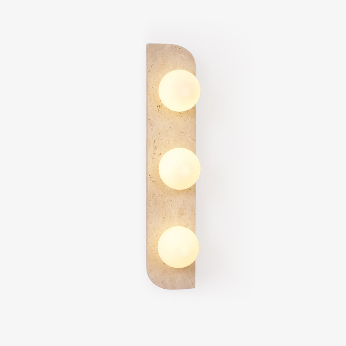 Elysian Travertine Wall Sconce with Glass Globes – Modern Natural Stone Lighting