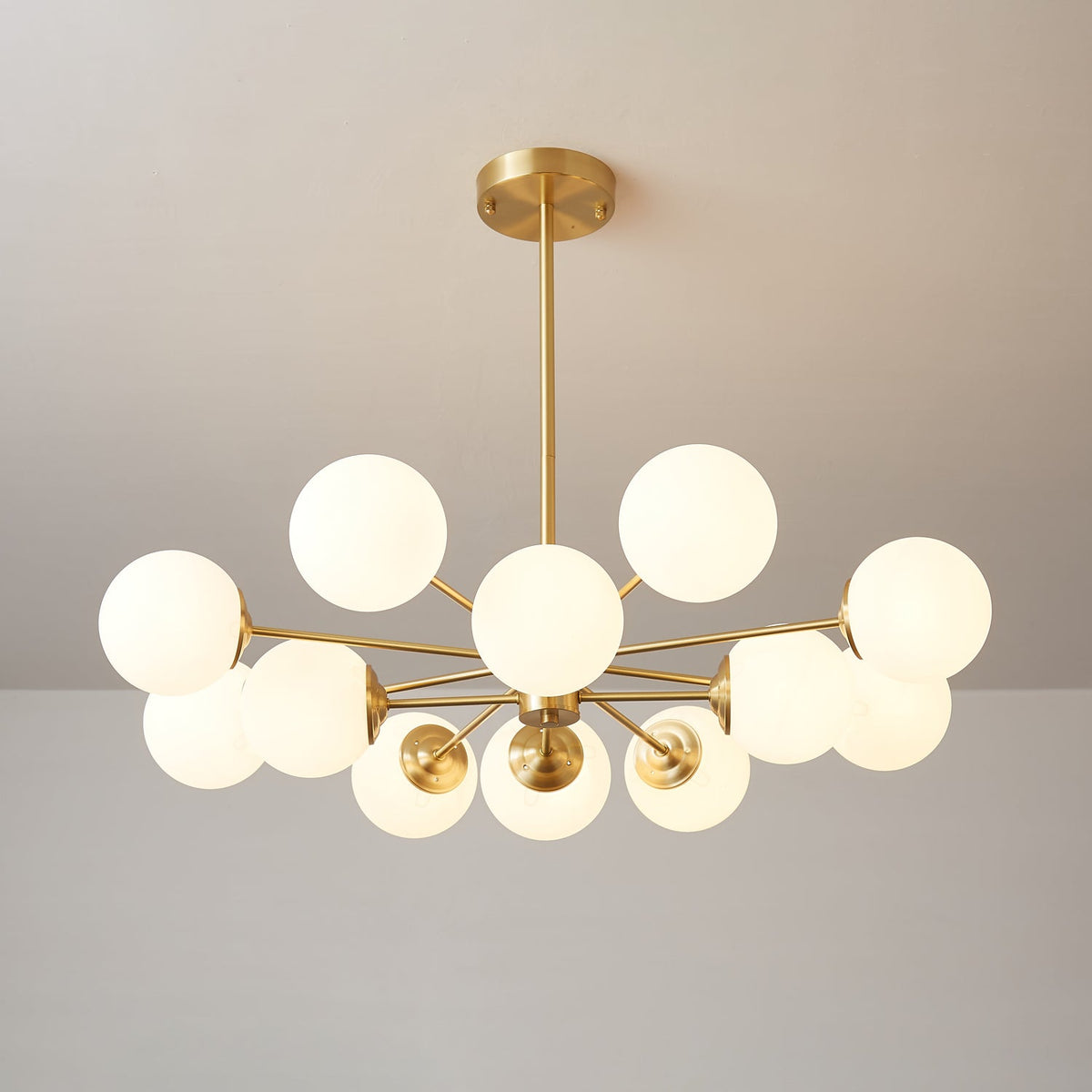 Elysium Brass and Glass Chandelier for Dining Room and Living Room