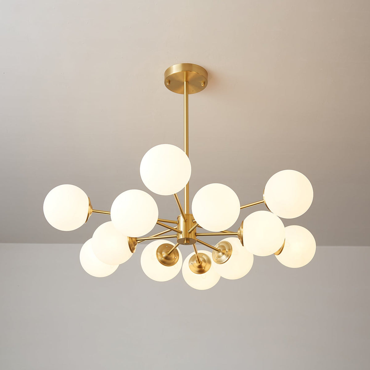Elysium Brass and Glass Chandelier for Dining Room and Living Room