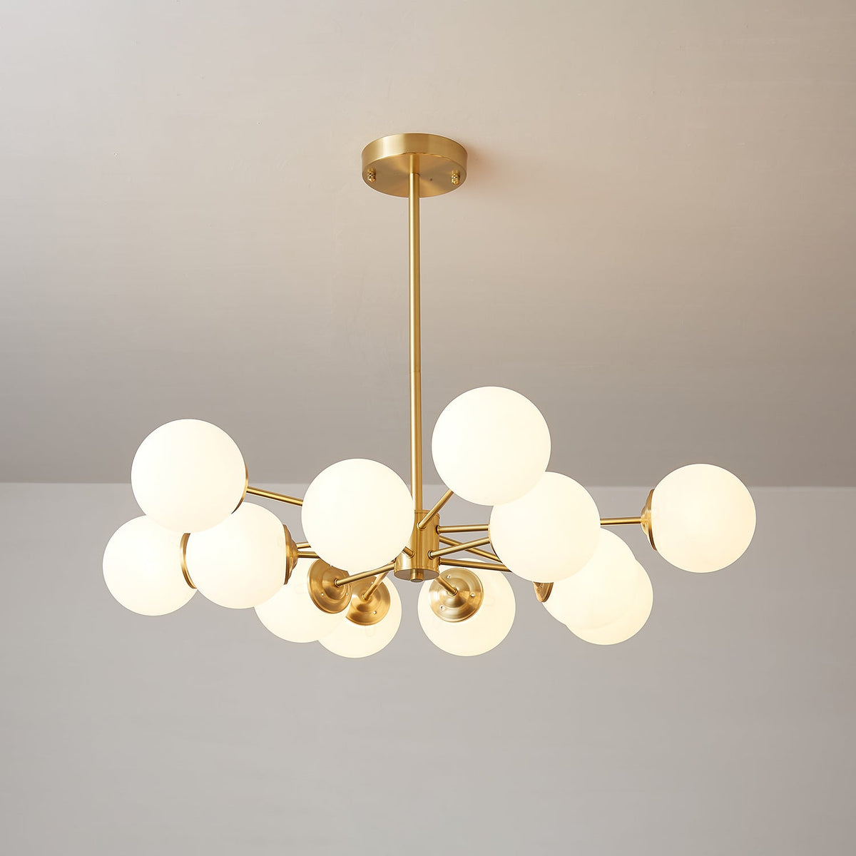 Elysium Brass and Glass Chandelier for Dining Room and Living Room