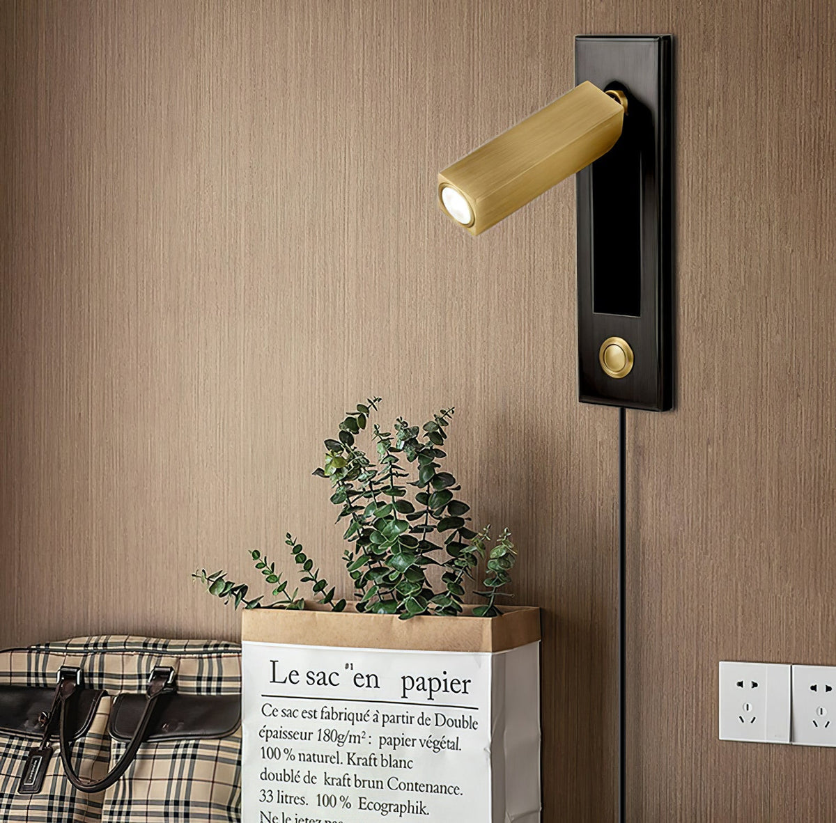 Embedded Bedside Plug In Sconce