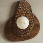 Ember Nest Wall Sconce with Alabaster Sphere and Walnut Backplate