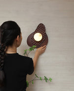 Ember Nest Wall Sconce with Alabaster Sphere and Walnut Backplate
