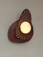 Ember Nest Wall Sconce with Alabaster Sphere and Walnut Backplate