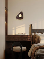 Ember Nest Wall Sconce with Alabaster Sphere and Walnut Backplate