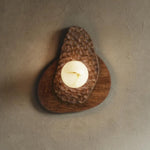 Ember Nest Wall Sconce with Alabaster Sphere and Walnut Backplate