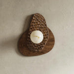 Ember Nest Wall Sconce with Alabaster Sphere and Walnut Backplate