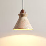 Ember Travertine Cone Pendant Light – Natural Stone & Wood