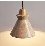 Ember Travertine Cone Pendant Light – Natural Stone & Wood