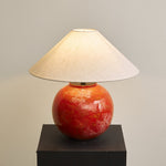 Emberveil Ceramic Table Lamp with Fabric Shade for Bedroom and Living Room