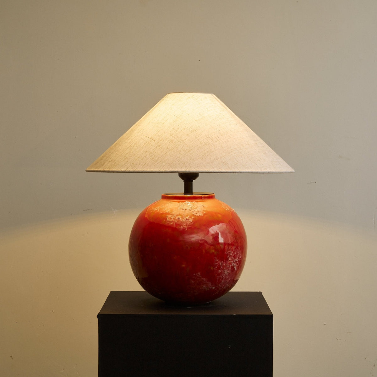 Emberveil Ceramic Table Lamp with Fabric Shade for Bedroom and Living Room
