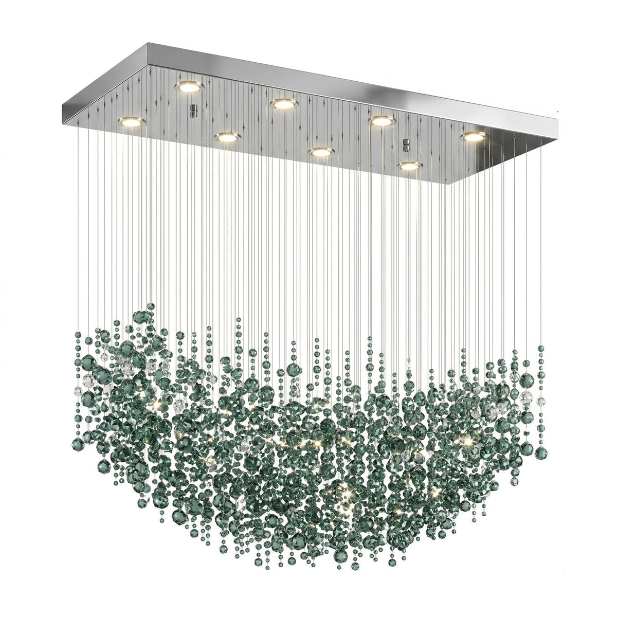 Emerald Rainfall Crystal Chandelier – Customizable Designer Pendant Light
