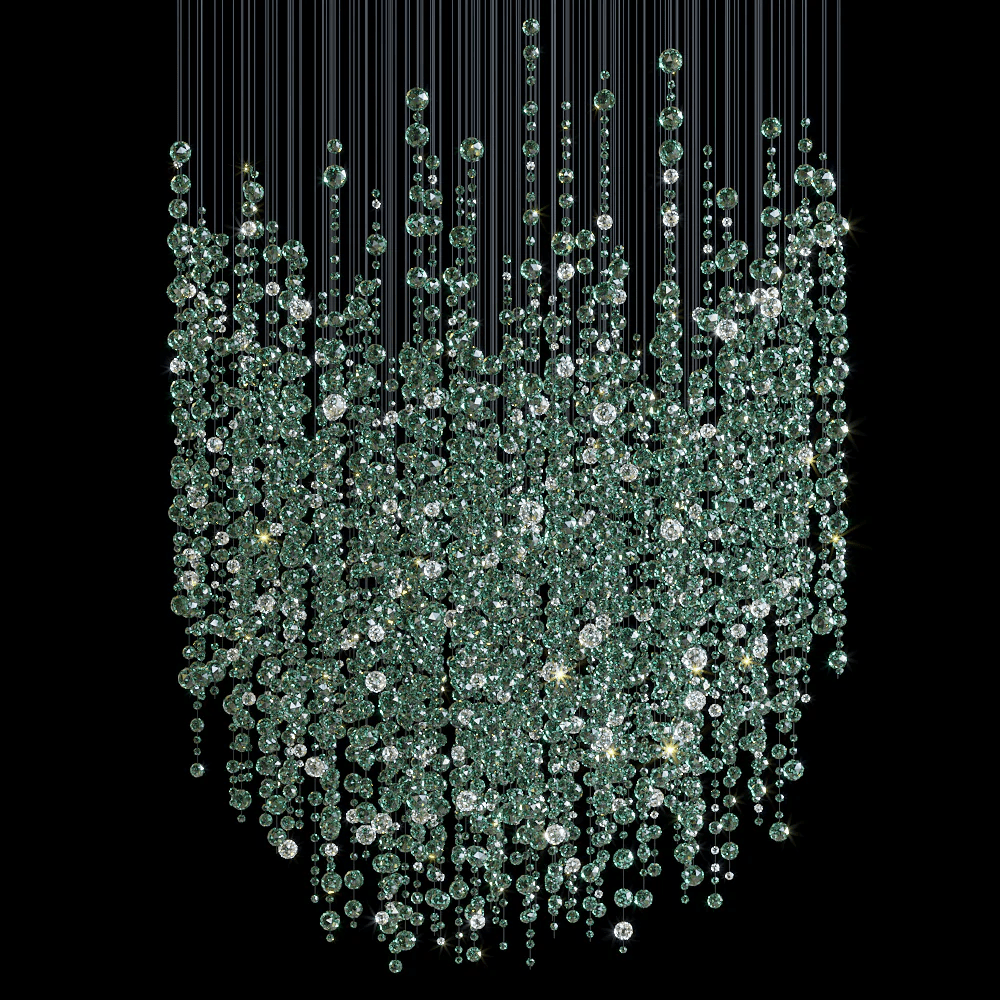 Emerald Rainfall Crystal Chandelier – Customizable Designer Pendant Light