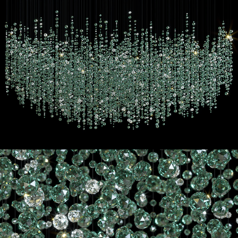 Emerald Rainfall Crystal Chandelier – Customizable Designer Pendant Light