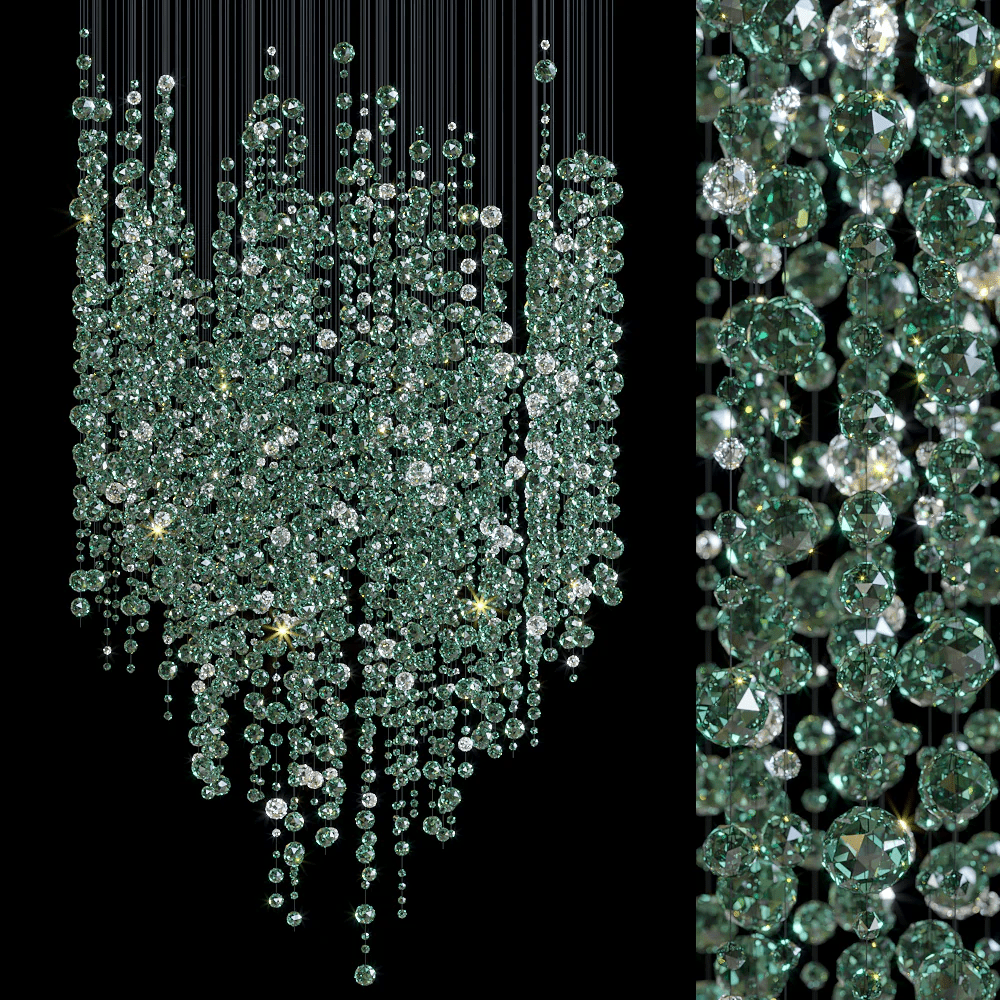 Emerald Rainfall Crystal Chandelier – Customizable Designer Pendant Light
