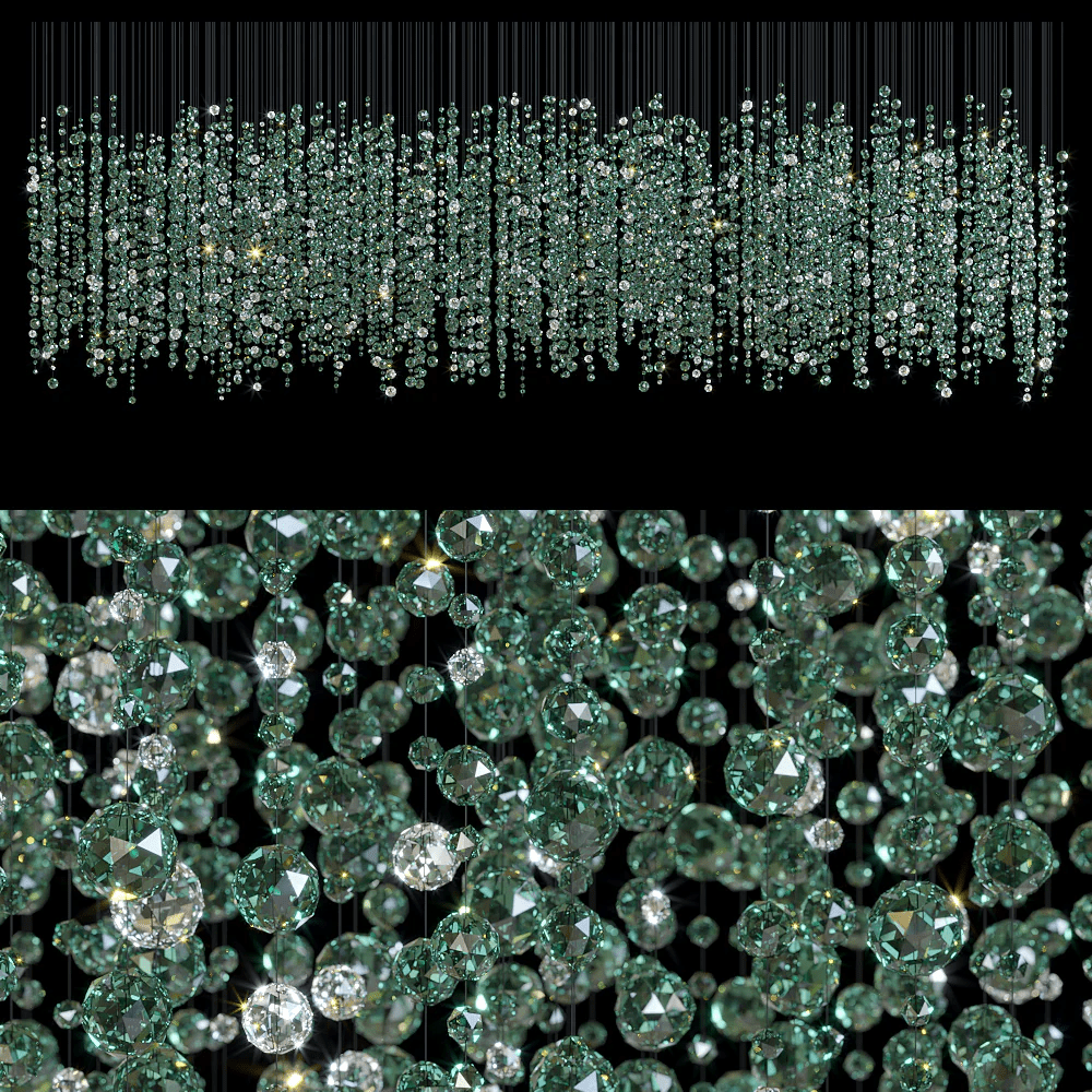 Emerald Rainfall Crystal Chandelier – Customizable Designer Pendant Light