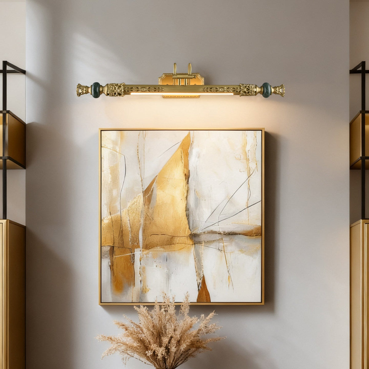 Emory Brass Wall Sconce with Green Accents for Classic Interiors