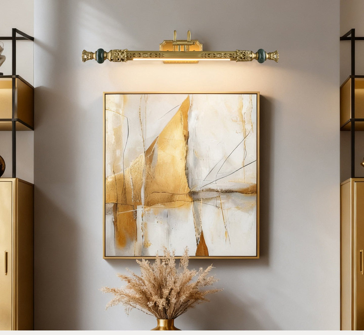 Emory Brass Wall Sconce with Green Accents for Classic Interiors