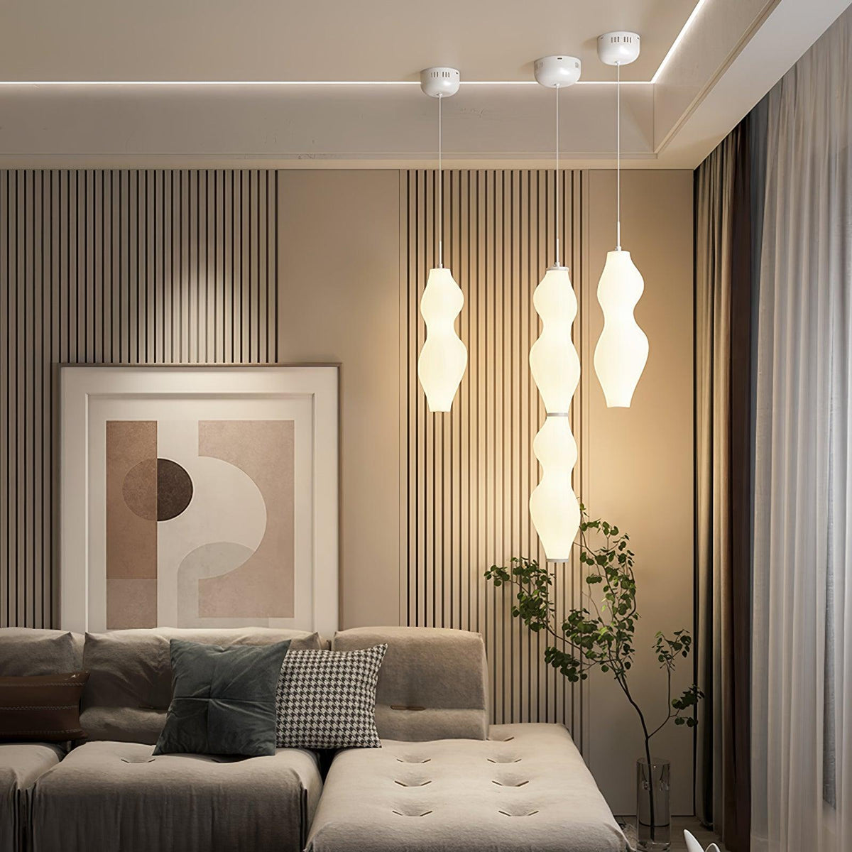 Empirico Sculptural LED Pendant Light in White Polyethylene