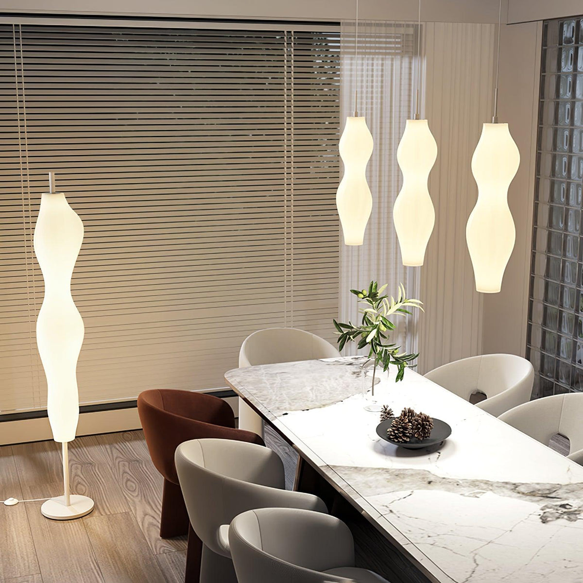Empirico Sculptural LED Pendant Light in White Polyethylene