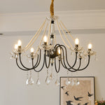 Empress Crystal Chandelier – Black Iron & Crystal Drops for Dining Room and Living Room