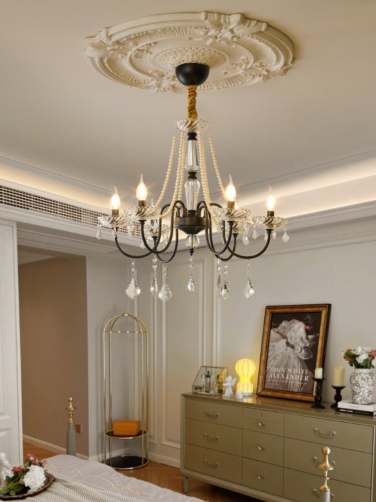 Empress Crystal Chandelier – Black Iron & Crystal Drops for Dining Room and Living Room
