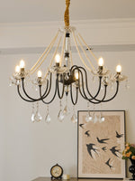 Empress Crystal Chandelier – Black Iron & Crystal Drops for Dining Room and Living Room