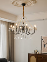 Empress Crystal Chandelier – Black Iron & Crystal Drops for Dining Room and Living Room