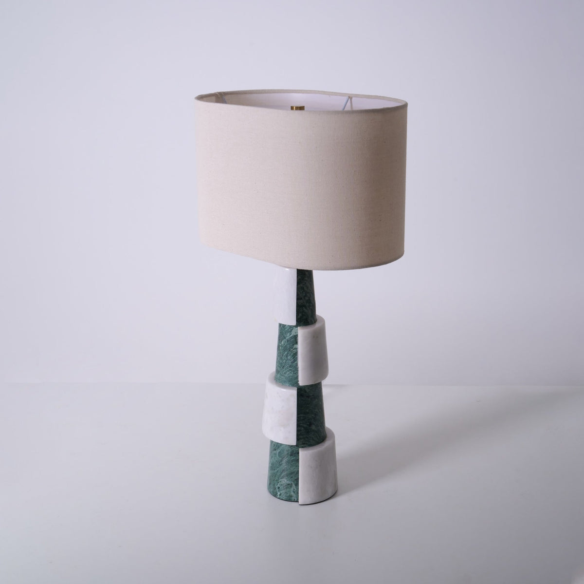 Duomo Marble Table Lamp – Sculptural Stone Base with Fabric Shade