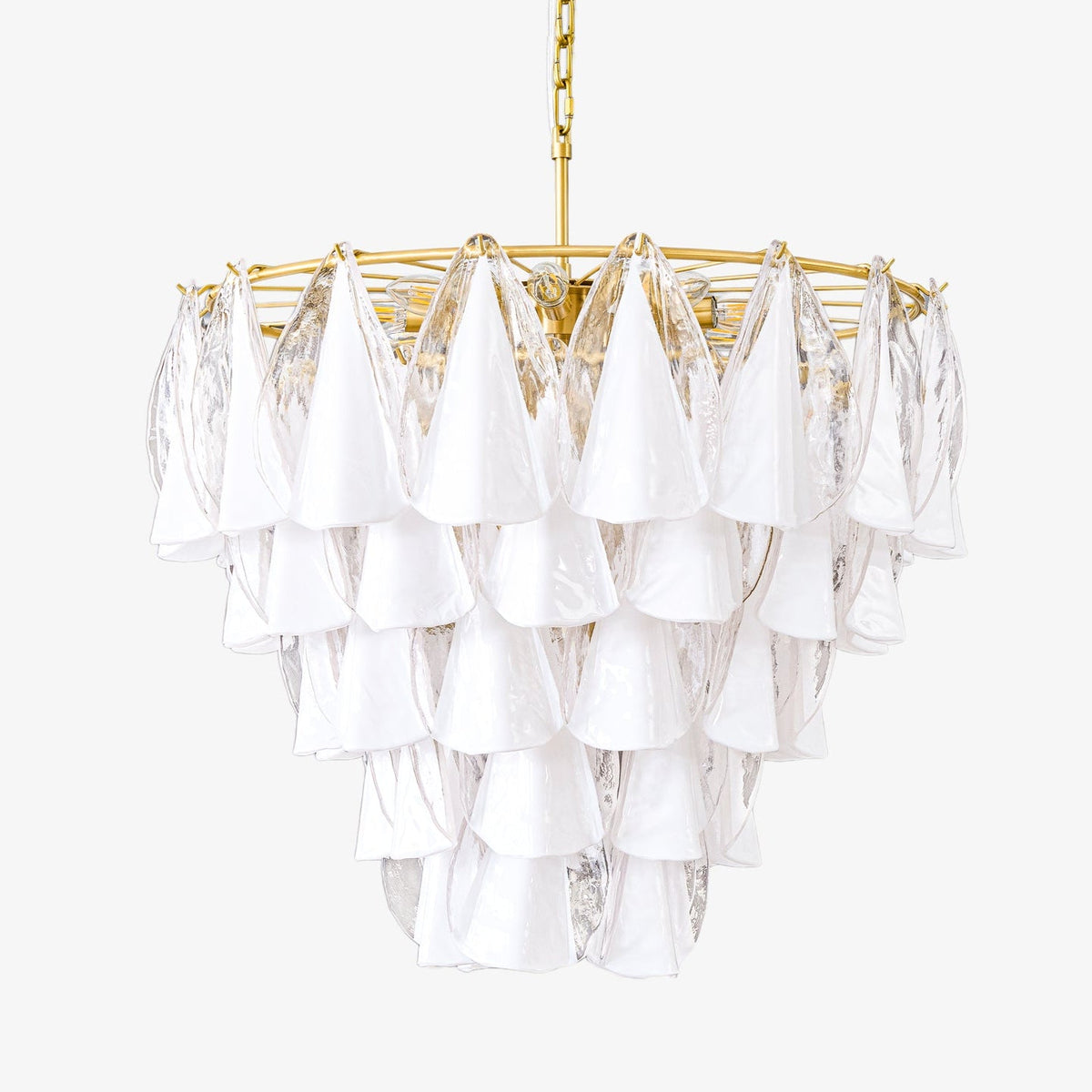 Lunara White Glass Chandelier – Modern Murano-Inspired Pendant Light for Dining Room and Living Room