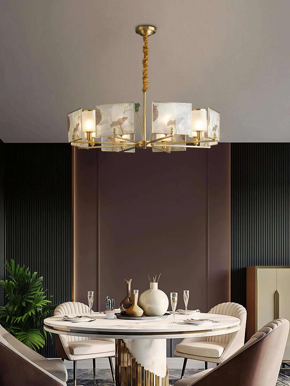 Enamel Lotus Chandelier