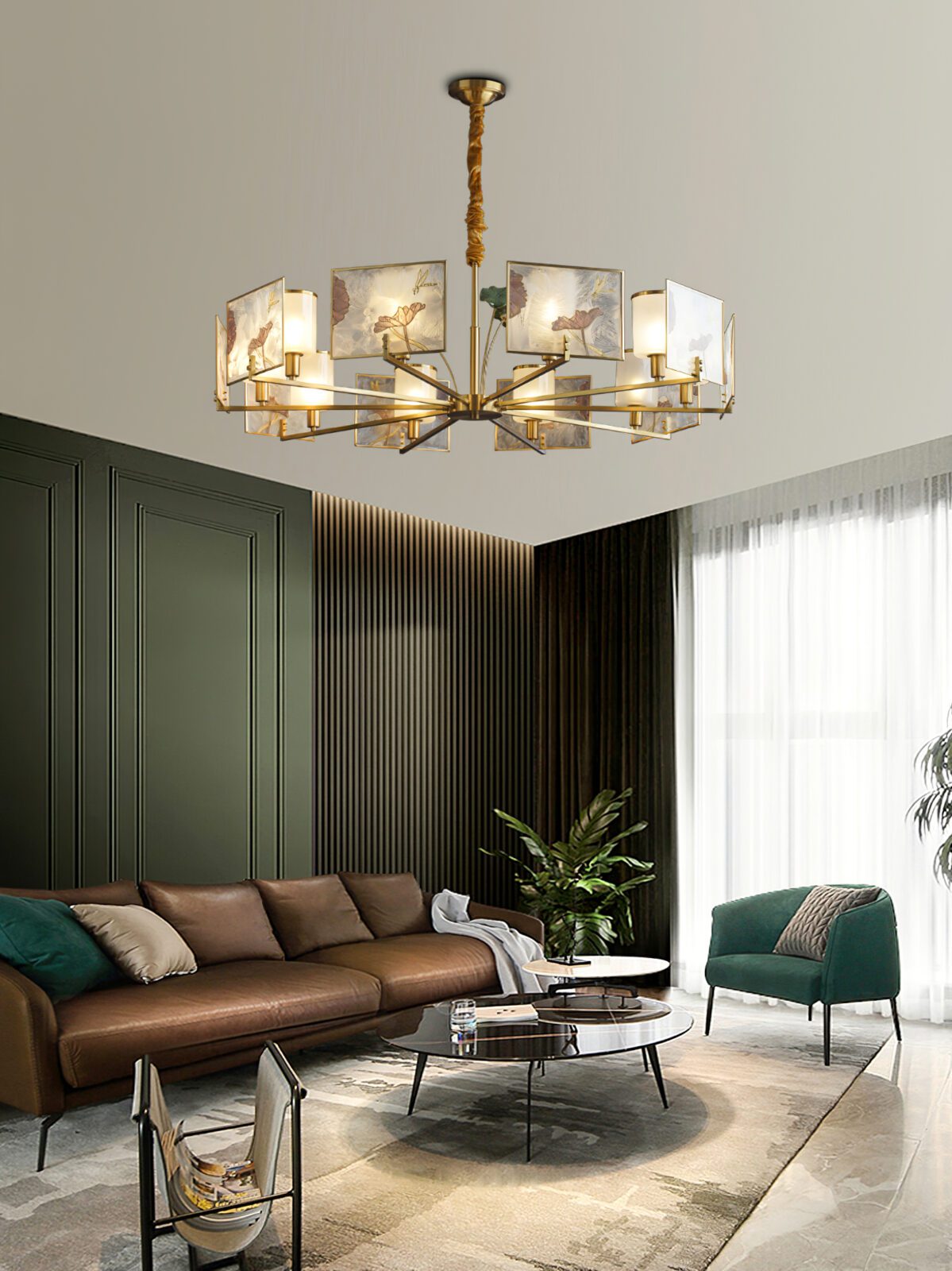 Enamel Lotus Chandelier