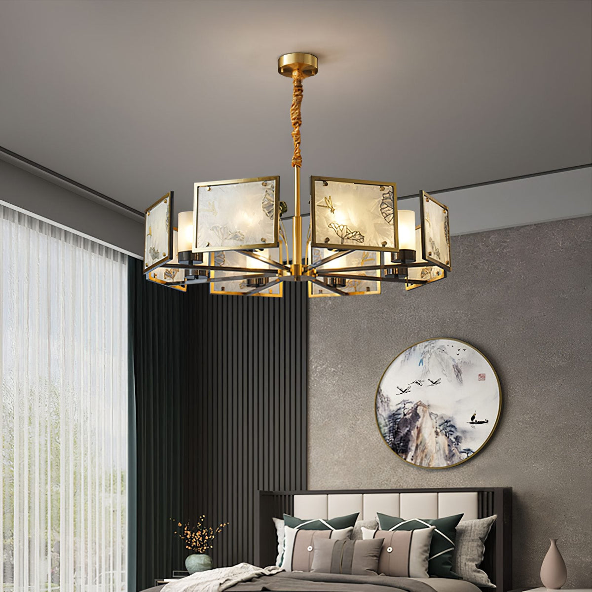 Enamel Lotus Chandelier