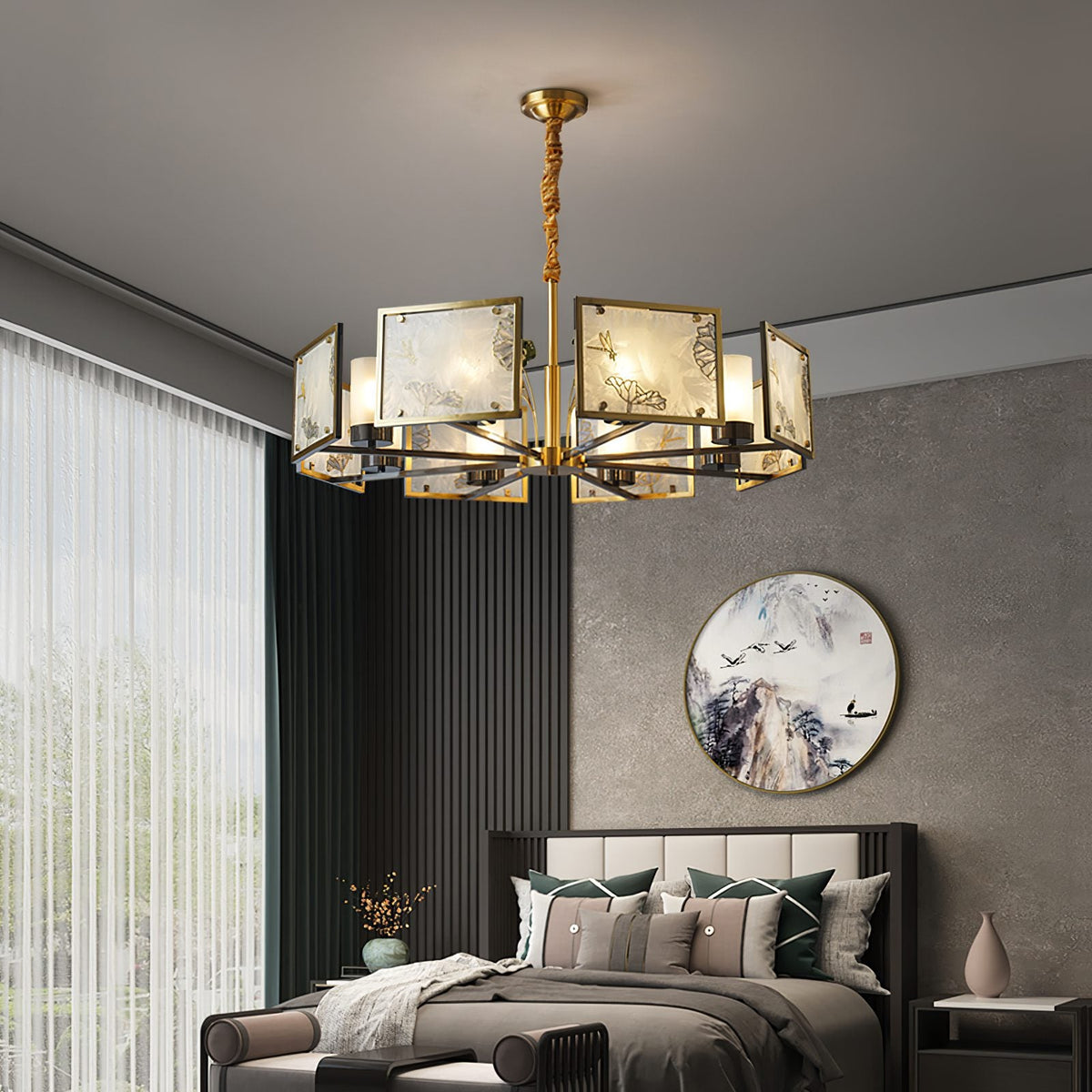 Enamel Lotus Chandelier